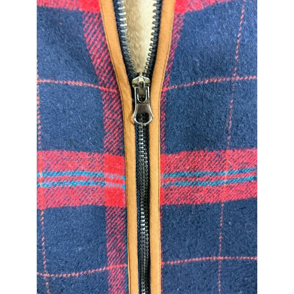 Entro Plaid Sherpa Lined Vest Small Full Cabincore Preppy